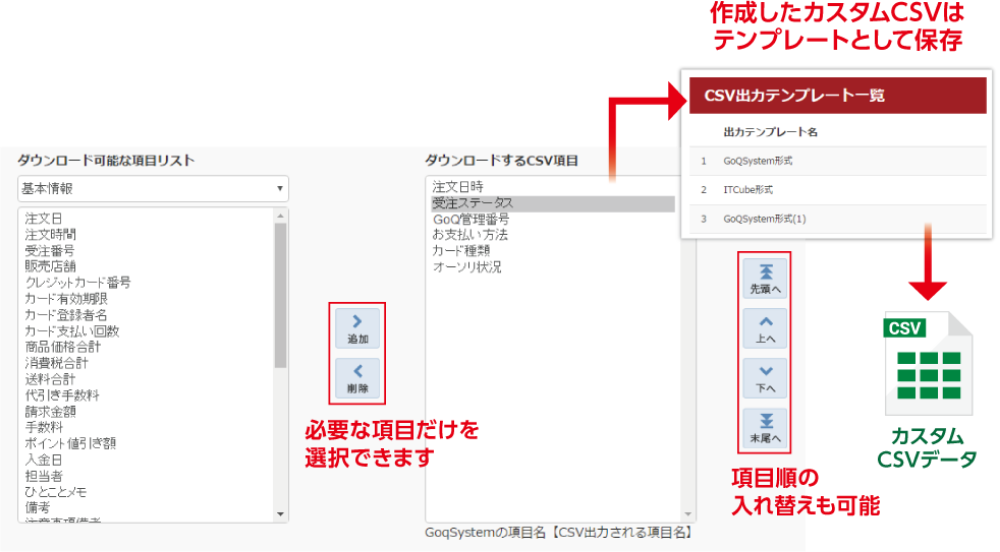 カスタムCSVで必要な項目だけ簡単出力