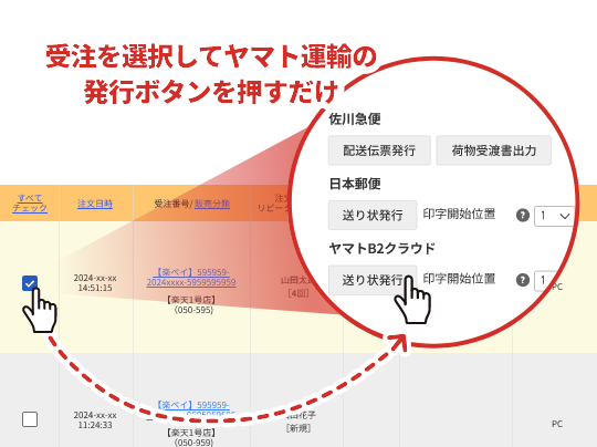 GoQSystemから佐川急便とAPIで連携し、GoQSystem上でPDFファイルの作成を行い追跡番号を自動反映して、送り状ファイルをPDFで印刷する。作業時間は約3分